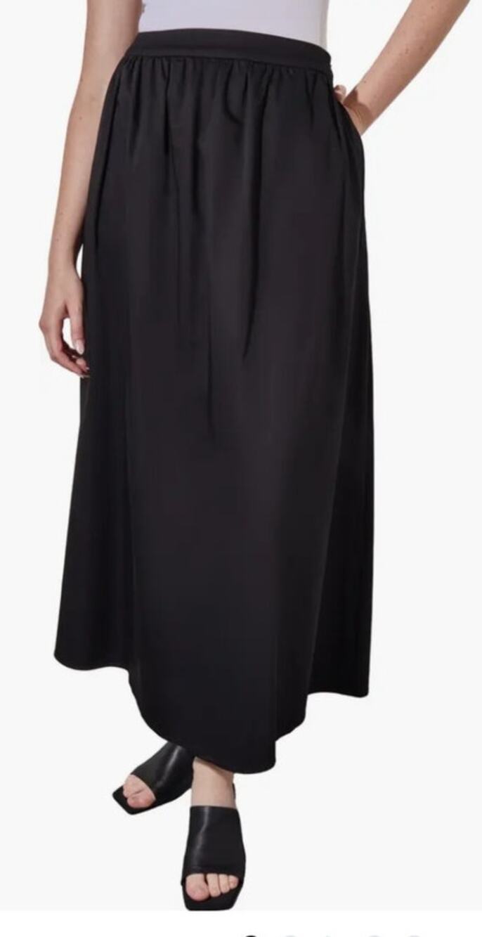 Ming Wang skirt gathered cotton blend maxi black size Small S